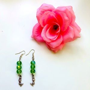 Green fashion earrings
